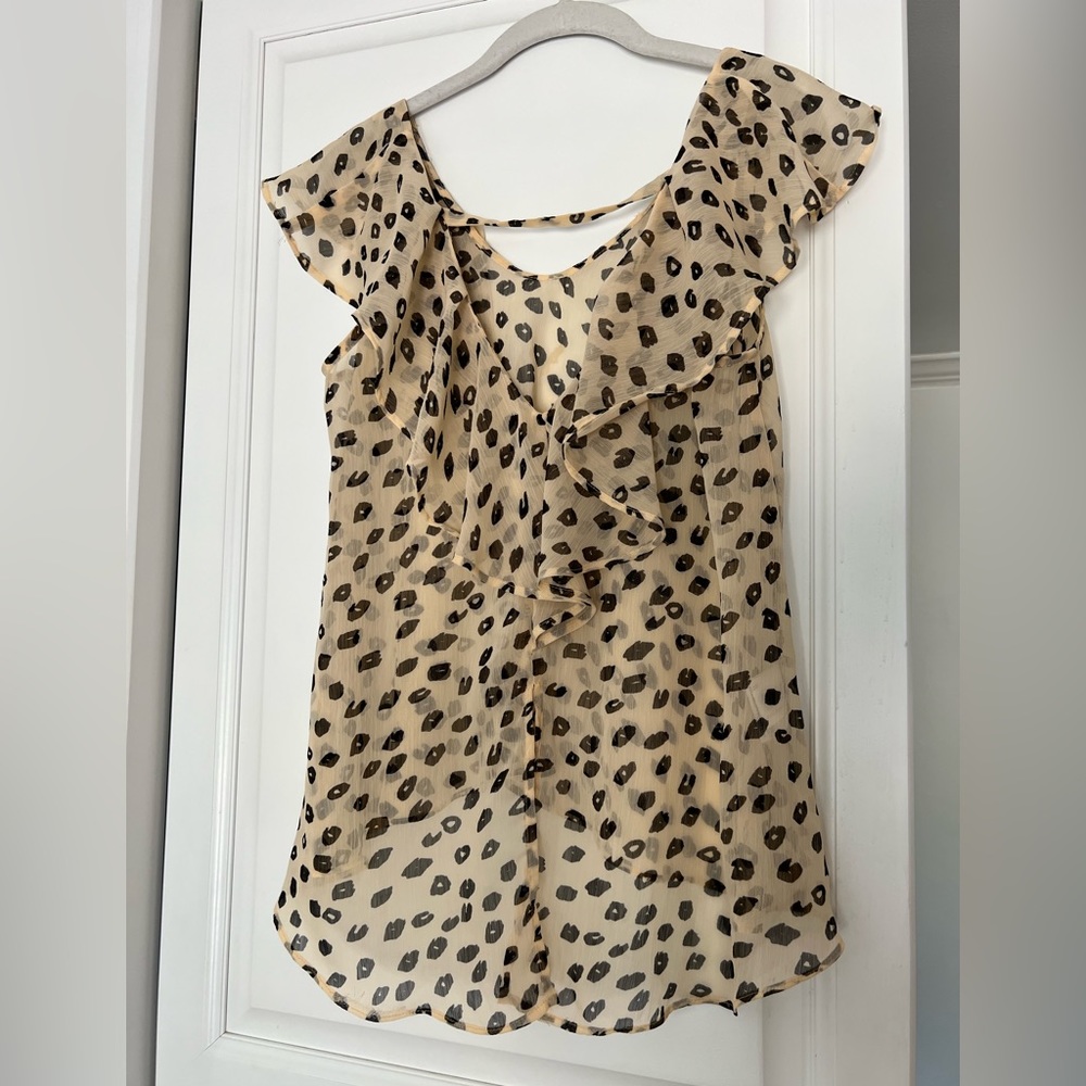 Bcbgeneration Xs Leopard Print Ruffle Blouse - image 4